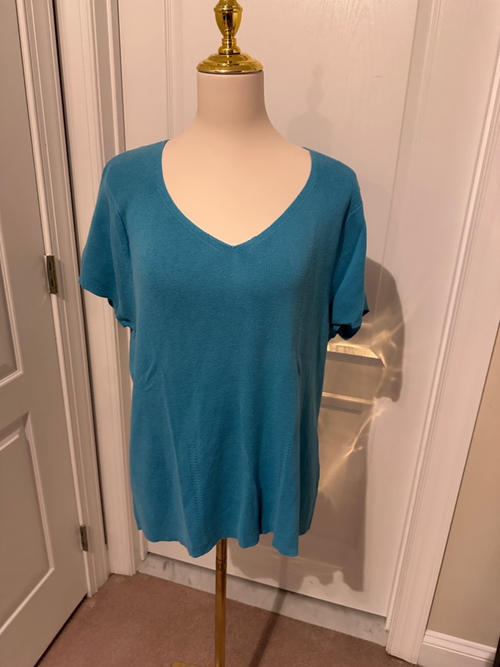 Dress Barn Teal V-Neck Short Sleeve Sweater  Size 18/20
